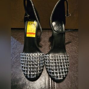 I.N.C. Black and silver rhinestone heel